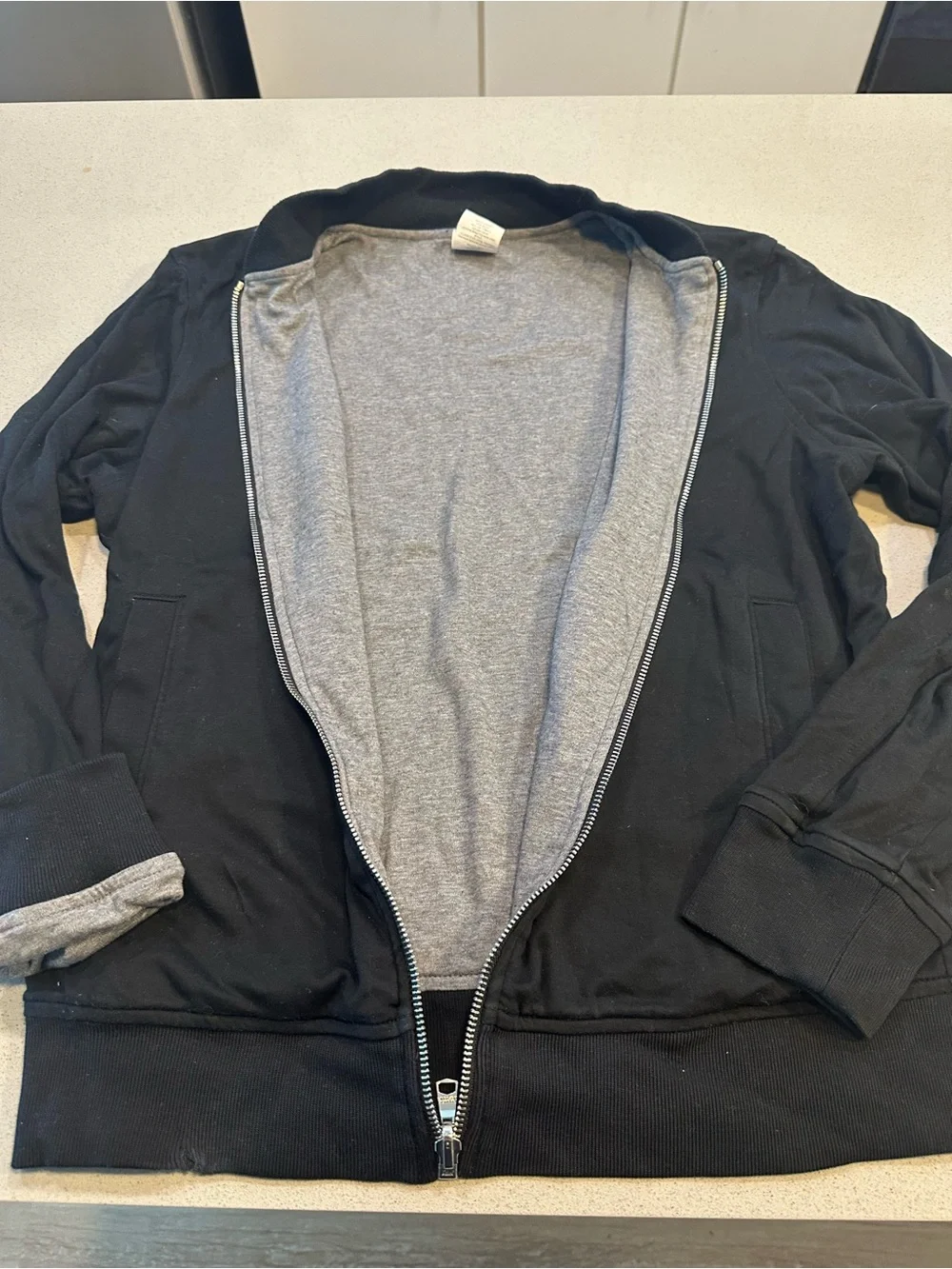 Banana Republic Black Jacket with Gray Lining - Lightweight Zip